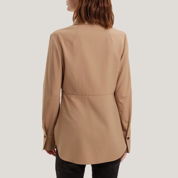 NWT Gentle Herd Wool-Blend Button-Up Shirt $149.00  S Small Beige - Picture 4 of 7